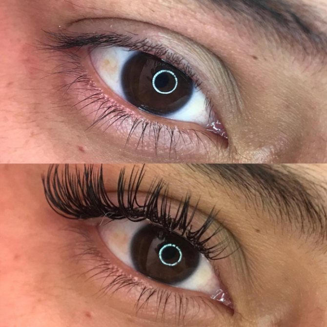 Наращивание ресниц до и после