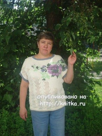 Джемпер с цветами из VERENA (техника интарсия). Вязание спицами.