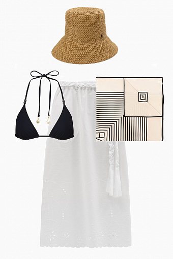 Шляпа Eric Javits, 23 950 рублей, tsum.ru; юбка Belize, 27 345 рублей, matchesfashion.com; платок Totême, 38 709 рублей, farfetch.com; бра Stella McCartney, 15 499 рублей, mytheresa.com фото № 8